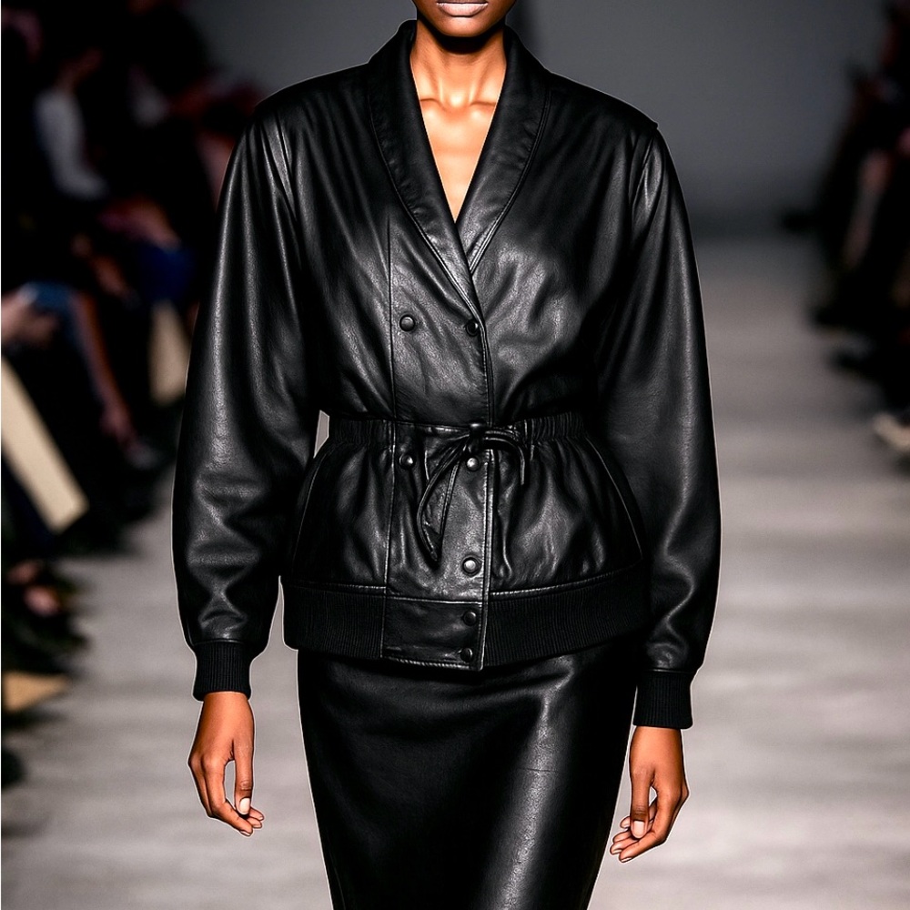 #7 Vera Pelle Vintage Handmade in Italy Black Leather Jacket 44